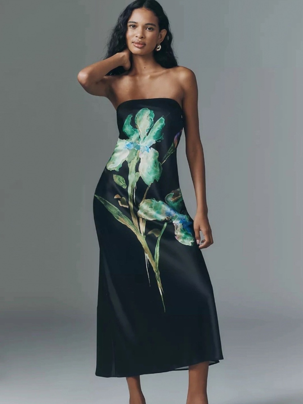 ANTHROPOLOGIE The Fleur Strapless Satin Maxi Slip Dress Women's